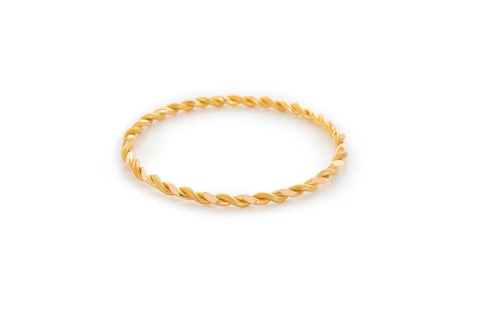 22K gold bangle double twirl collection showing detailed twisted pattern and intricate craftsmanship, Chrysus Golds