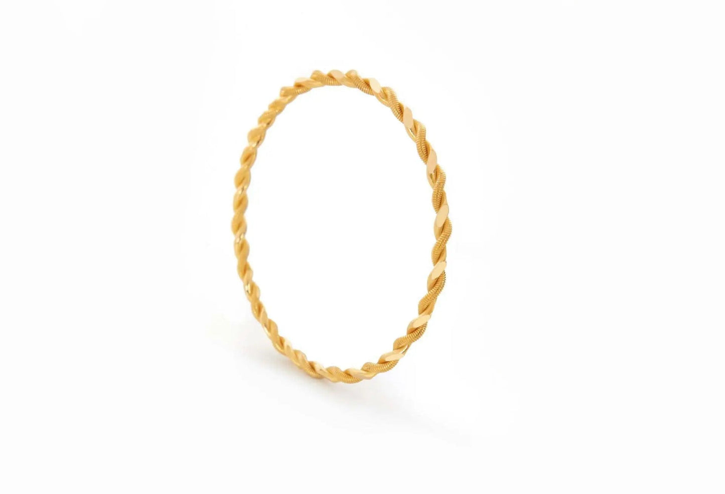 22K gold bangle double twirl collection featuring polished twisted band design, luxury jewelry Chrysus Golds