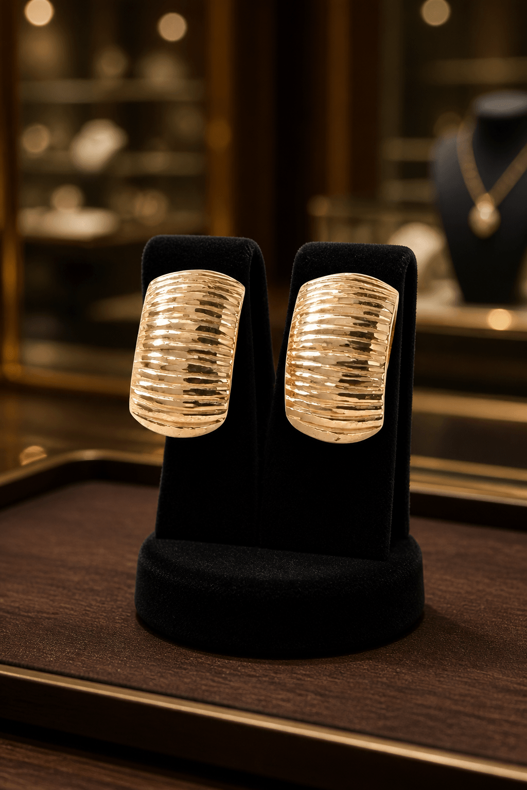 114K gold drop earrings in warm lighting, elegant luxury style for occasions, Chrysus Golds jewellery