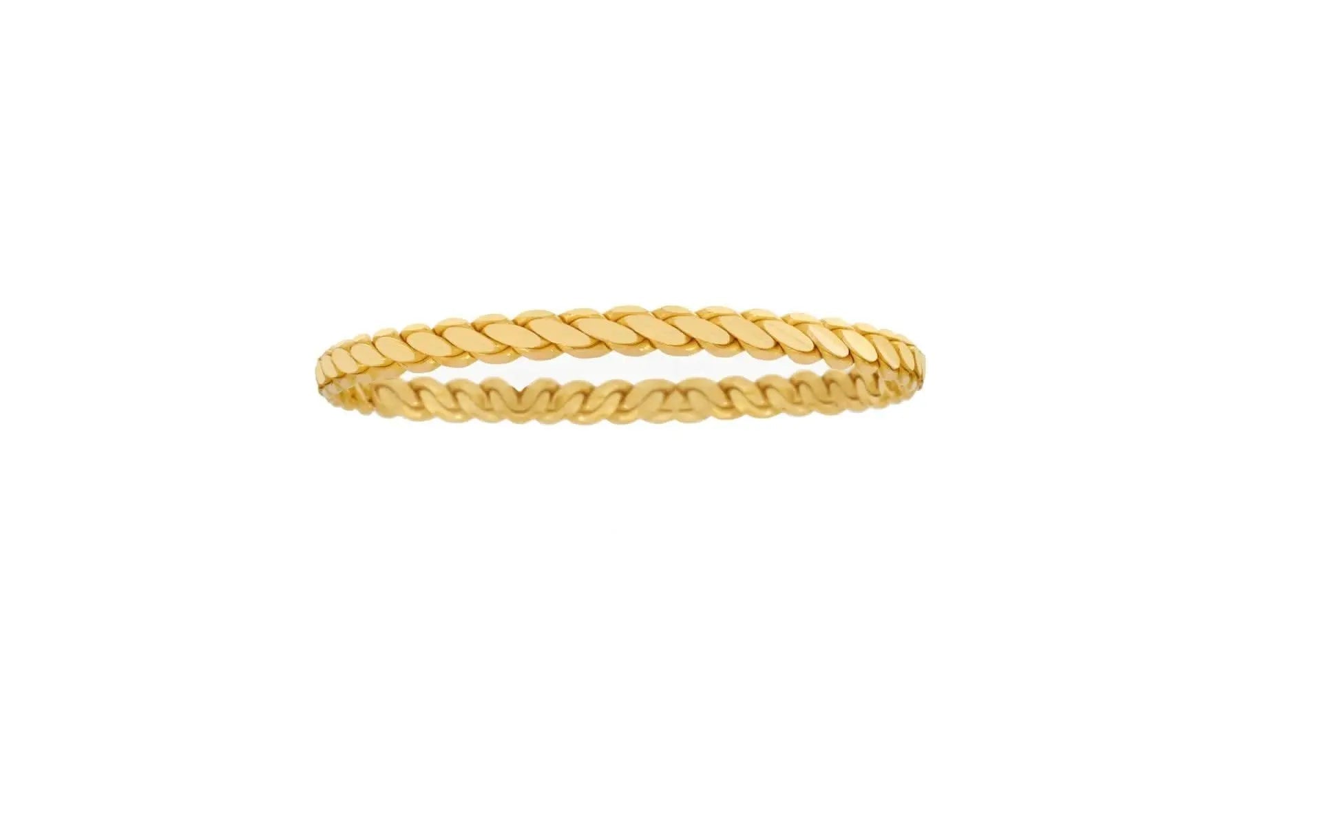22K gold bangle triple twirl collection showing intricate twisted band design detail, Chrysus Golds
